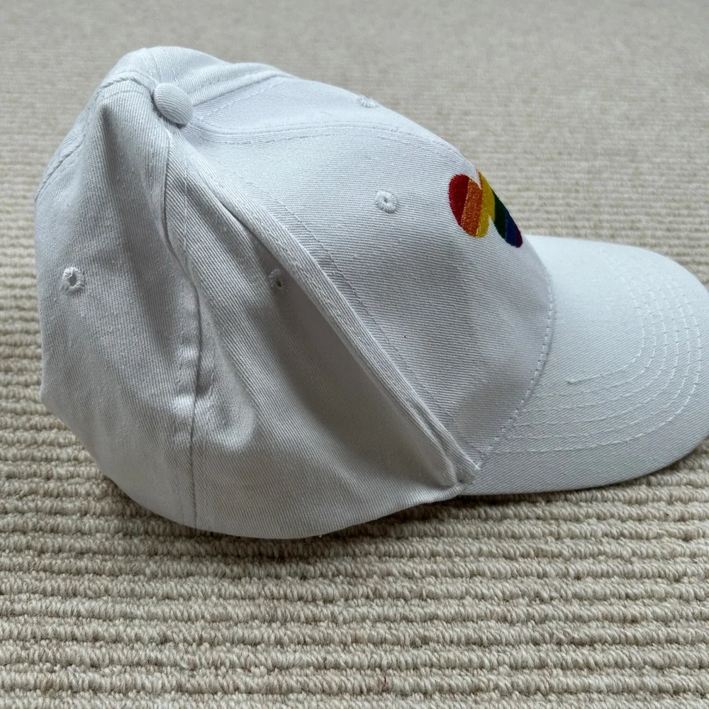 Disney Baseball Cap Snapback White Rainbow Pride Mickey Mouse Hat Unisex OSFM